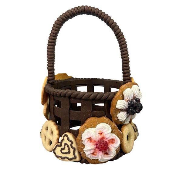 Other - Clay Basket Of Cookies Centerpiece Holiday Sugar And Fruit Cookies